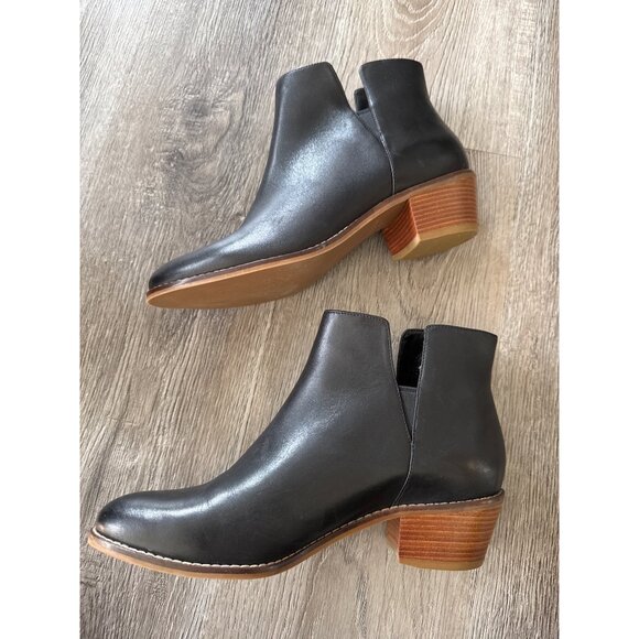 Cole Haan Black Leather Ankle Booties With Block Heel Size 7.5B Fall Fashion - Picture 5 of 9